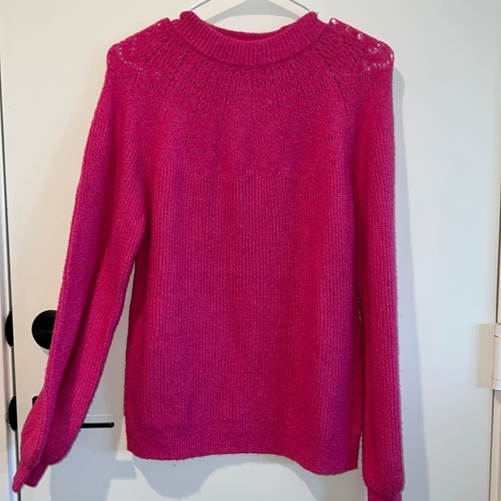 NWT Style & Co. Preppy Pink Pointelle Knit Sweater Medium